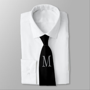 Monogram Black Grey Special Gift Beloved Ones Neck Tie