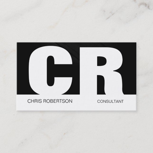 Monogram Black Grey White Business Card (Front)