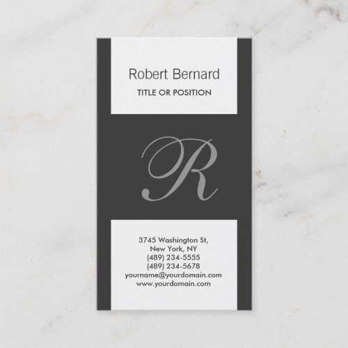 Monogram Black Grey White Modern Business Card