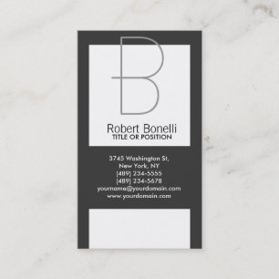Monogram Black Grey White Plain Business Card