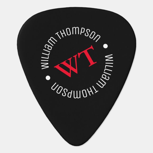 monogram black guitar pick for a guitarplayer (Front)