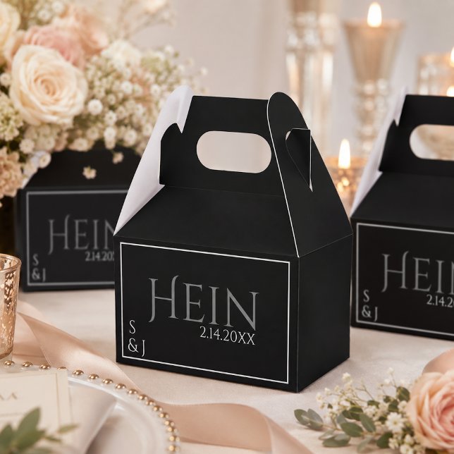 Monogram Black Initials Date Wedding  Favor Boxes (Creator Uploaded)