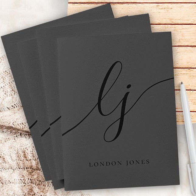Monogram Black Initials Professional Calligraphy Pocket Folder (Creator Uploaded)