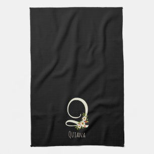 Monogram black Kitchen Towel Housewarmng gift