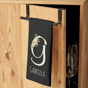 Monogram black Kitchen Towel Housewarmng gift