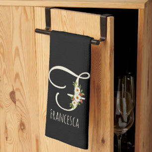 Monogram black Kitchen Towel Housewarmng gift