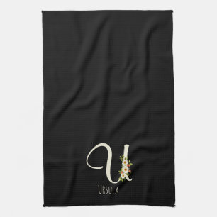 Monogram black Kitchen Towel Housewarmng gift