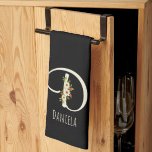 Monogram black Kitchen Towel Housewarmng gift