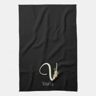 Monogram black Kitchen Towel Housewarmng gift