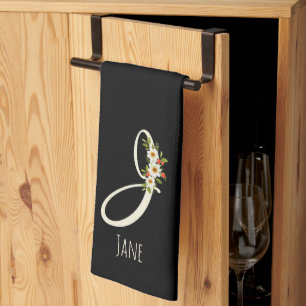 Monogram black Kitchen Towel Housewarmng gift