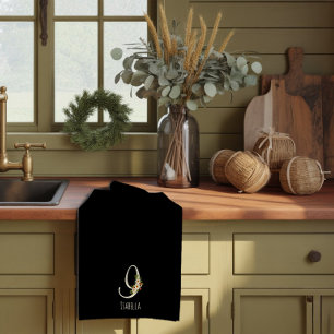Monogram black Kitchen Towel Housewarmng gift