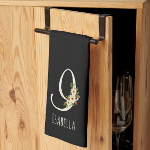Monogram black Kitchen Towel Housewarmng gift