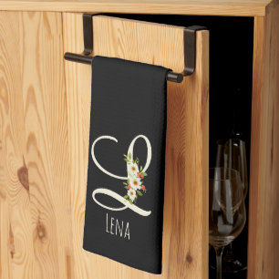 Monogram black Kitchen Towel Housewarmng gift