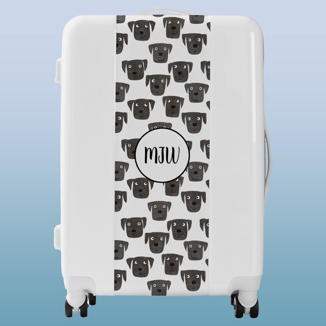 Monogram Black Labrador Retriever Dog Watercolor Luggage (Creator Uploaded)