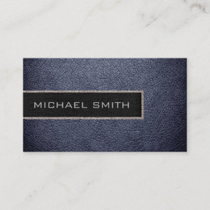 Monogram Black Leather Look Business Card