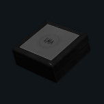 Monogram Black Leather Look Gift Box<br><div class="desc">Simple black leather look(image of leather). Custom and optional monogram. Cool masculine design. Available on other products</div>