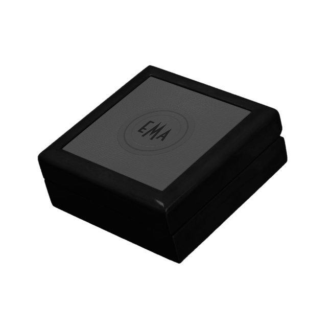 Monogram Black Leather Look Gift Box (Side)