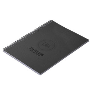 Monogram Black Leather Look Notebook