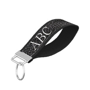 Monogram Black leather look wrist keychain