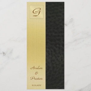 Monogram Black Leather Wedding Program Invitation