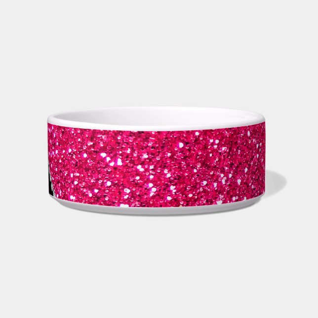 Monogram black leopard pink glitter bowl (Right)