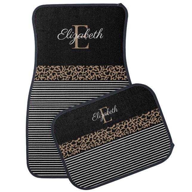 Monogram black Leopard Print Set of Car Mats (Set)