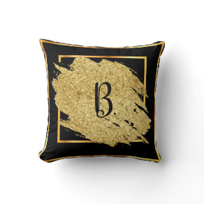 Monogram Black Luxury Royal Throw Pillow