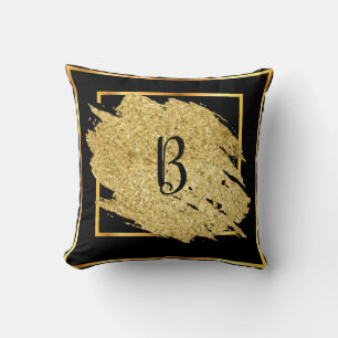 Monogram Black Luxury Royal Throw Pillow