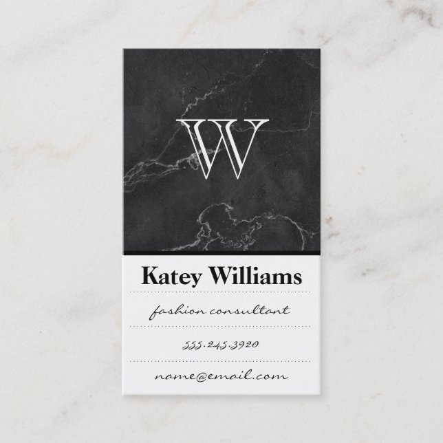 Monogram | Black Marble | Lux Business Card (Front)