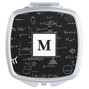 Monogram Black Mathematic Formulas Equations  Compact Mirror