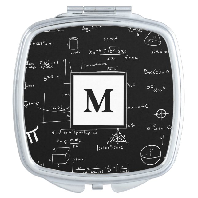 Monogram Black Mathematic Formulas Equations  Compact Mirror (Front)