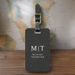 Monogram Black Metallic Elegant Pattern Luggage Tag<br><div class="desc">Elevate your travel experience with our Classic Elegant Modern Minimalist Monogram Luggage Tag. This meticulously designed accessory seamlessly combines timeless elegance with contemporary minimalism, ensuring your luggage stands out with sophistication. Crafted with precision and attention to detail, this luggage tag is more than just a practical item; it's a personalized...</div>