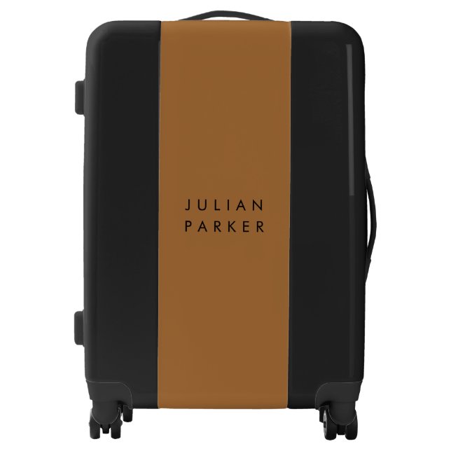 Monogram black minimalist brown luggage (Front)
