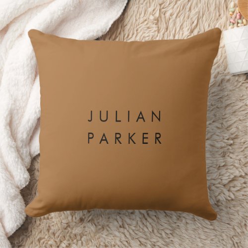 Monogram black minimalist brown throw pillow