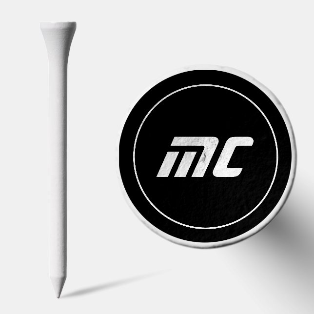 Monogram Black Minimalist Modern Initials Simple Golf Tees (Combo)