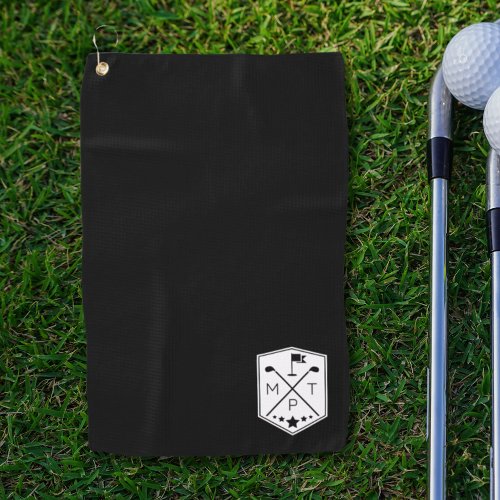 Monogram Black Name Personalized Golf Towel