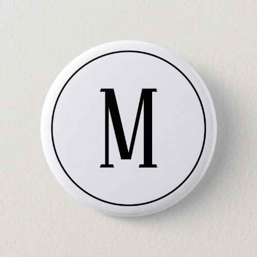 Monogram Black on White Round Button