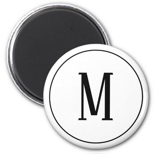 black on white monogram magnet