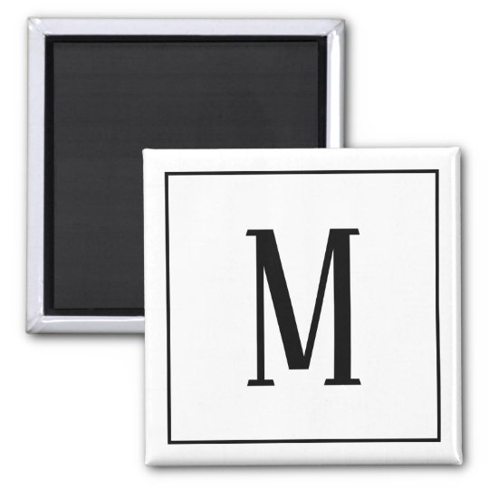 black on white monogram magnet