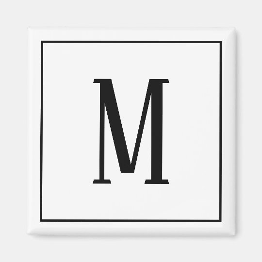 black on white monogram magnet