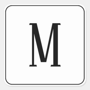Monogram Black on White Square Sticker