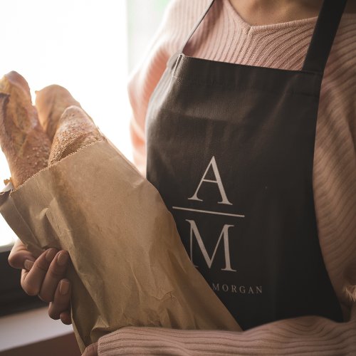 Monogram Black Personalized Apron