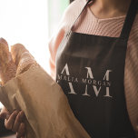 Monogram Black Personalized Apron<br><div class="desc">Cook in style with this Monogram Black Personalized Apron. Featuring a sleek black design and a customizable monogram, this apron adds a touch of sophistication to any kitchen. Made from durable and high-quality materials, it provides both comfort and protection, making it perfect for both amateur and professional chefs. Whether you're...</div>