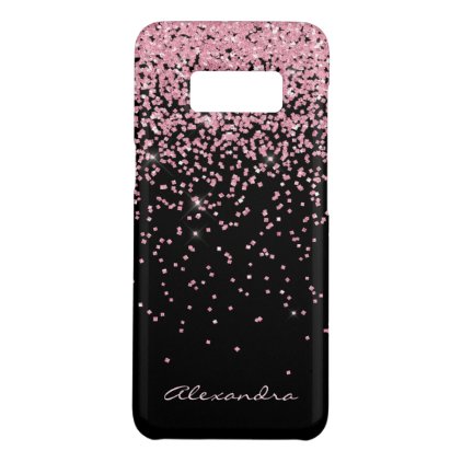 Monogram Black &amp; Pink Sparkle and Glitter Case-Mate Samsung Galaxy S8 Case