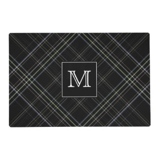Monogram Black Plaid Placemat
