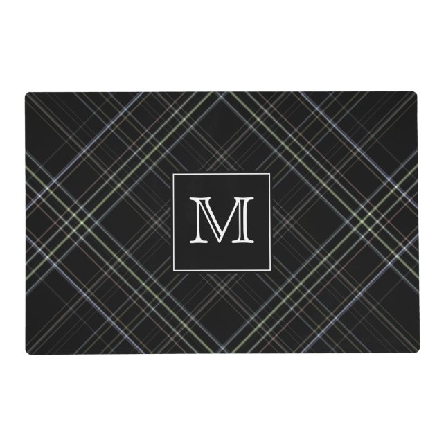 Monogram Black Plaid Placemat (Front)