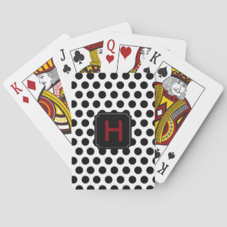 Monogram Black Polka Dot Playing Cards