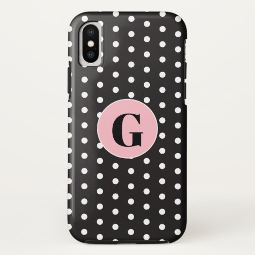 Monogram Black Polka Dots iPhone X Case