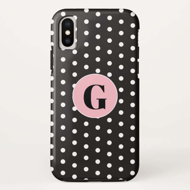 Monogram Black Polka Dots Case-Mate iPhone Case (Back)