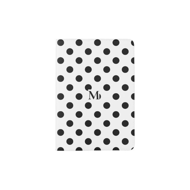 Monogram Black Polka Dots Chic Passport Holder (Front)